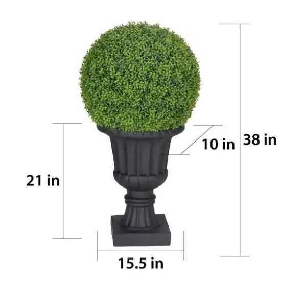 3ft. Single Ball Topiary Boxwood Artificial Tree in Decorative Urn {7}