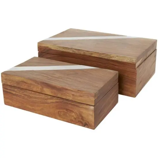 Brown Box Set with Silver Diagonal Stripes {8}