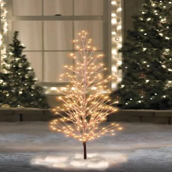 6ft. Pre-Lit Brown Artificial Christmas Tree with LED Clear Icicle Lights {8}