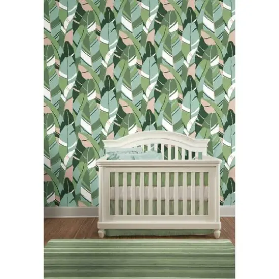 RoomMates Hearts of Palm Peel & Stick Wallpaper Green/Pink {6}