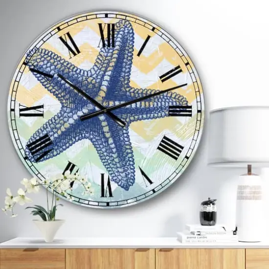 Designart Chevron-Star Fish-7914 Large Nautical & Coastal Wall Clock {3}