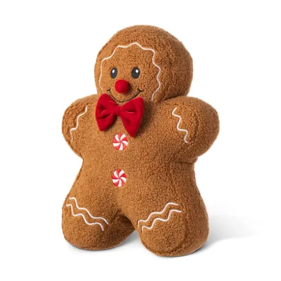 Glitzhome&reg; 15"H Christmas Gingerbread Man Shaped Pillow {7}