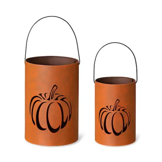 Glitzhome&reg; Metal Cutout Pumpkin Bucket Set {9}