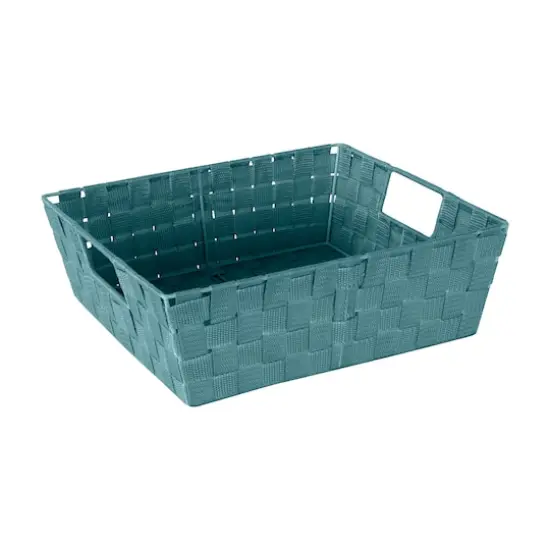 Simplify Large Woven Storage Shelf Bin Sapphire {1}