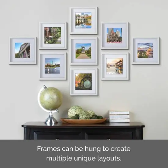 Melannco 9 Pack 8" x 8" Frame with Mat Beige {4}