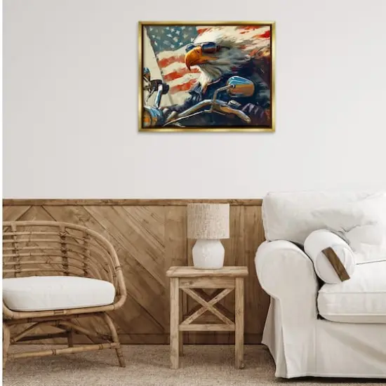 Stupell Industries Patriotic Bald Eagle Floater Framed Art Gold {3}
