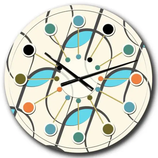 Designart 'Retro Geometrical Abstract Minimal Pattern I Mid-Century Modern Wall Clock {1}