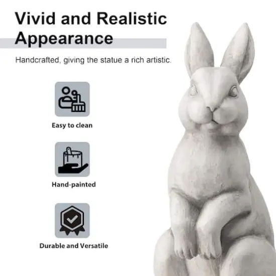 Glitzhome&reg; 22.75" MGO White Standing Rabbit Statue {7}