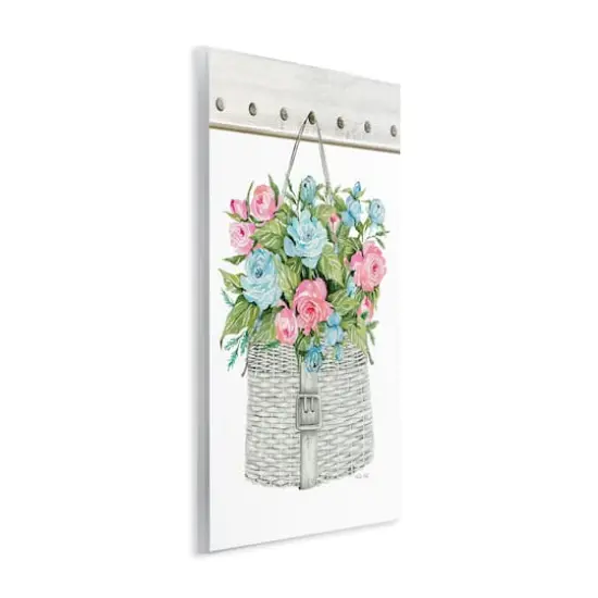 Stupell Industries Blue And Pink Blooming Roses Spring Plant Basket Wall Plaque Art {4}