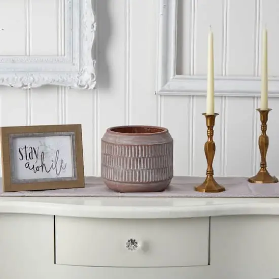 6" Boho Chic Ceramic Embossed Planter {4}