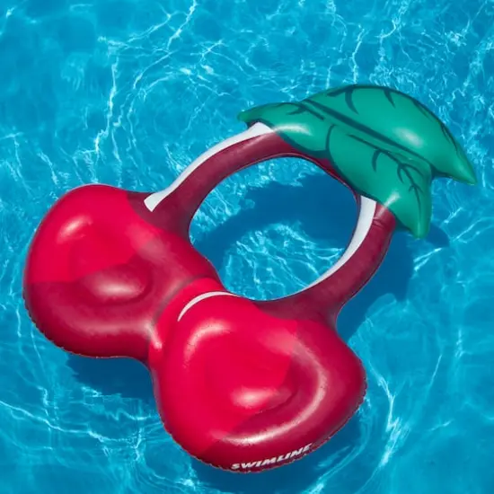 46" Red & Green Cherry Inflatable Swimming Pool Ring Lounger {6}