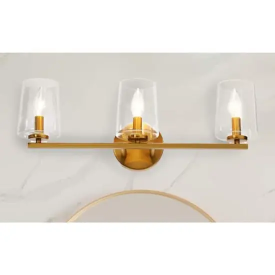 Hello Honey® Robert Stevenson Lighting Berkley Metal & Glass 3-Light Vanity Light Brushed Gold {3}
