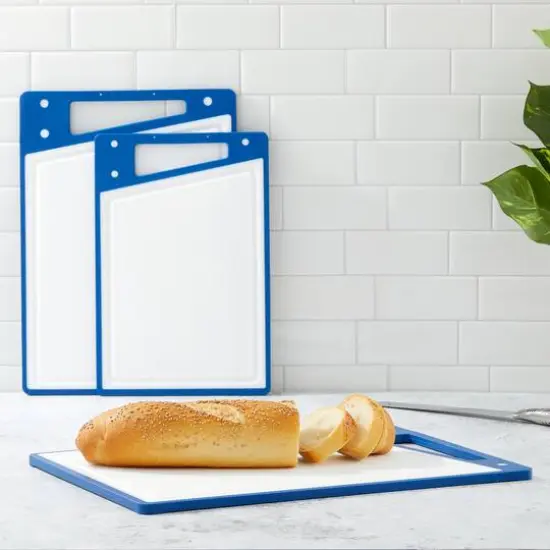 JoyJolt&reg; Cutting Board Set White and Blue {4}