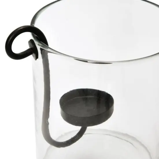 Hello Honey&reg; 9.5" Black Glass Hurricane with Metal Candle Holder {4}