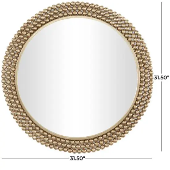 CosmoLiving by Cosmopolitan Brass Metal Ball Wall Mirror with Beaded Detailing 32" x 1" x 32" {6}