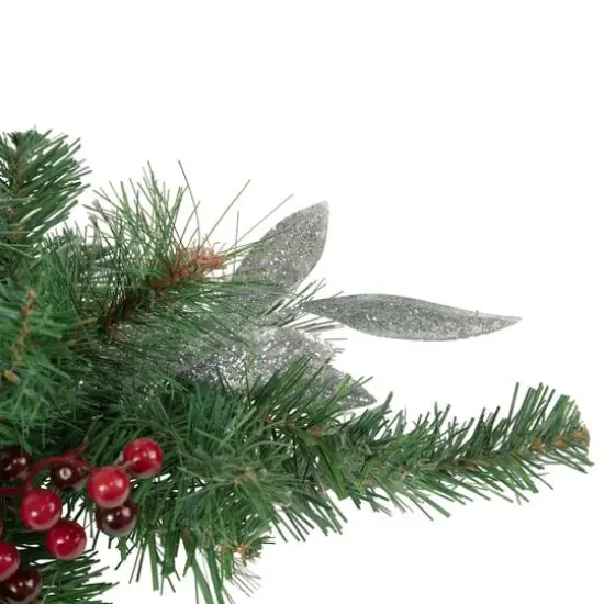 32" Frosted Pine Cone & Berries Artificial Christmas Candle Holder Centerpiece {5}