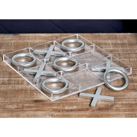 Silver Acrylic & Metal Glam Tic-Tac-Toe Game Set {7}