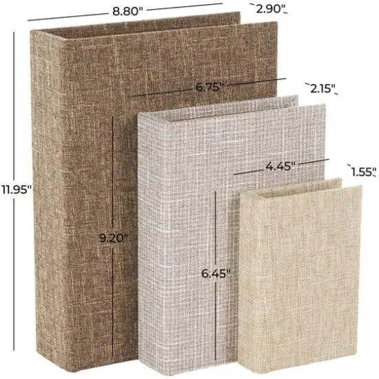 Multicolor Faux Book Storage Decorative Box with Gold Paper Detailed Edges Set {8}