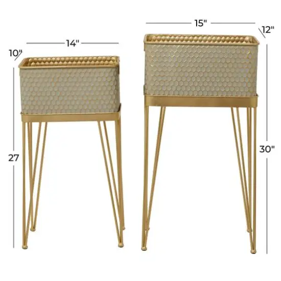 Gold Modern Planter, Set of 2" 30", 27" {7}