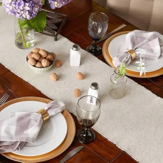 DII&reg; 72" Chambray Ribbed Cotton Table Runner Stone {8}