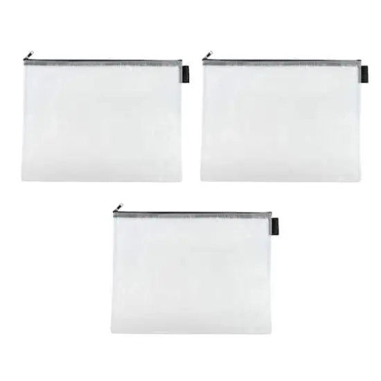 14" Gray Mesh Zipper Pouches by Simply Tidy&reg;, 3ct. {1}