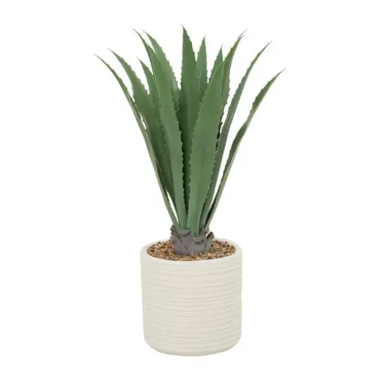3.5ft. Potted White Plastic Contemporary Aloe Vera Artificial Foliage {3}