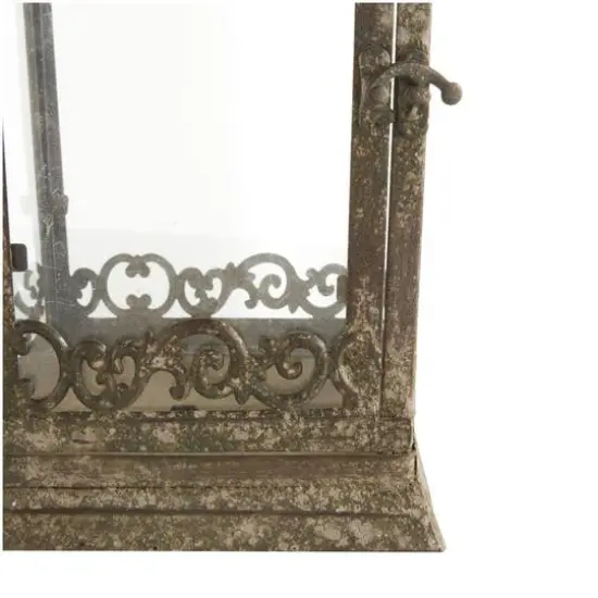 Brown Distressed Metal Candle Lantern Set {5}