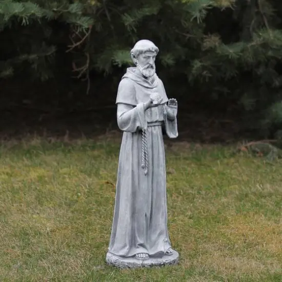 28" St. Francis with Bird Outdoor Garden Statue {3}