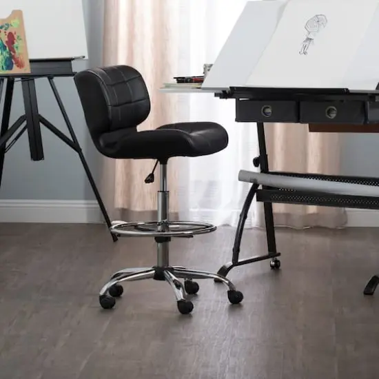 Studio Designs Crest Black Height Adjustable Drafting Chair with Footring {7}