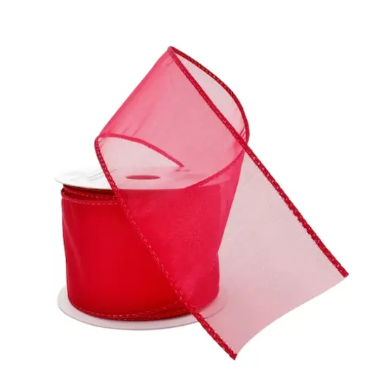 2.5" x 10yd. Sheer Wired Ribbon by Celebrate It® Specialty Red {4}