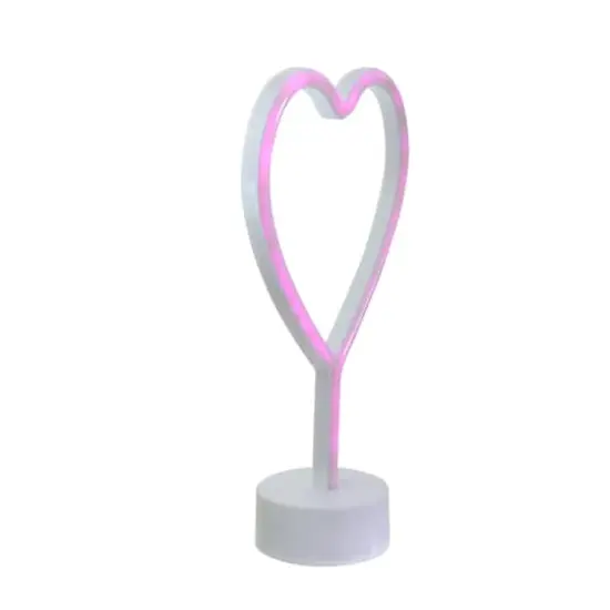 11.5" Pink Heart LED Neon Style Valentine's Day Table Sign {5}