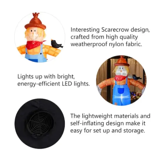 Glitzhome&reg; 9ft. Lighted Inflatable Scarecrow D&eacute;cor {5}