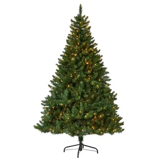 7ft. Pre-Lit Northern Rocky Spruce Artificial Christmas Tree, Clear LED Lights {1}