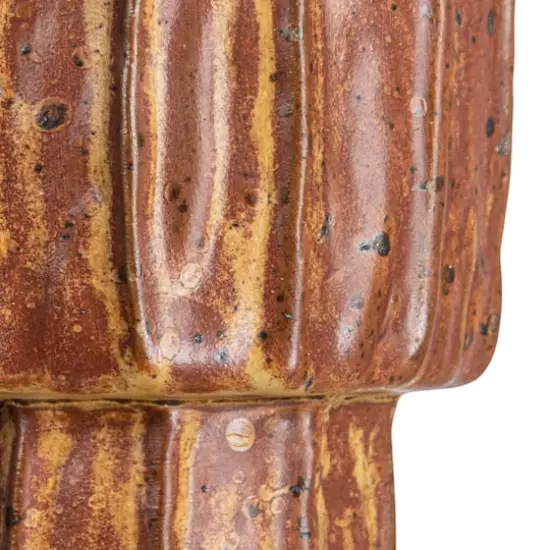 Hello Honey&reg; Bloomingville 6.5" Brown Modern Pleated Stoneware Vase {3}