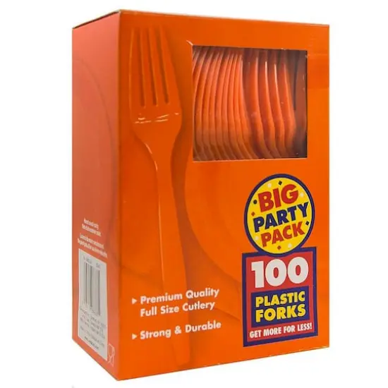 JAM Paper Premium Plastic Forks, 100ct. Orange {3}