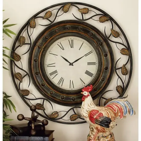Brown Rustic Metal Wall Clock {3}