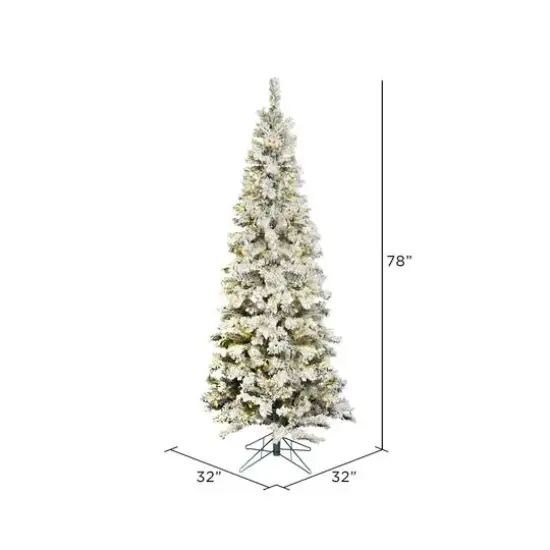 6.5ft. Pre-Lit Flocked Pacific Pine Artificial Christmas Tree, Pure White LED Lights {5}