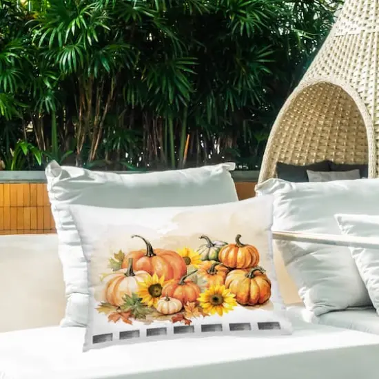 Stupell Industries Pumpkin & Sunflower Bundle Outdoor Printed Pillow {3}