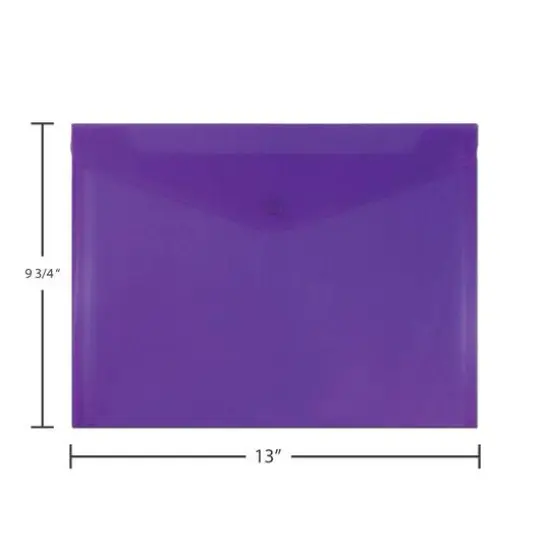 JAM Paper 9.75" x 13" Plastic Snap Closure Envelopes, 12ct. Purple {6}