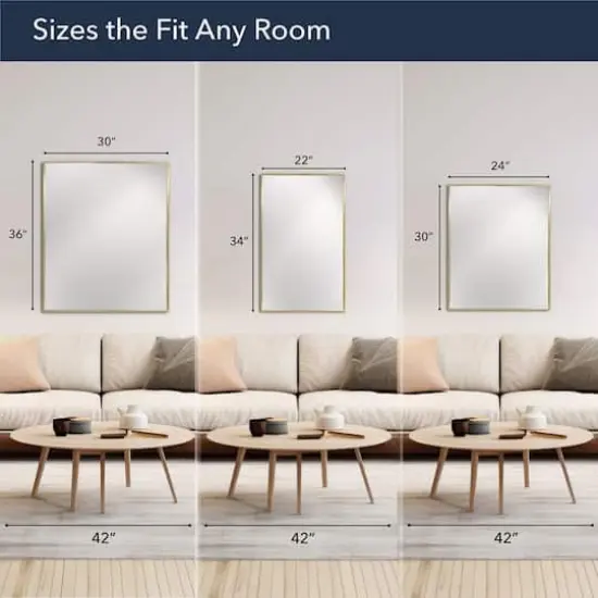 Head West Brassy Gold Spectrum Metal Rectangular Bathroom Vanity Mirror - 34" x 22" {4}