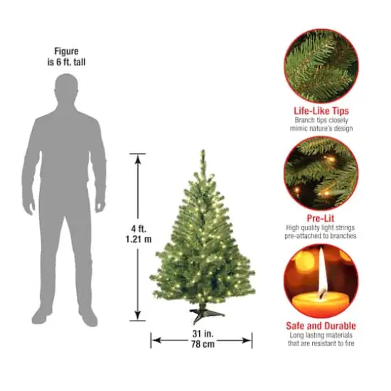 4 ft. Pre-Lit Kincaid Spruce Artificial Christmas Tree, Clear Lights {5}