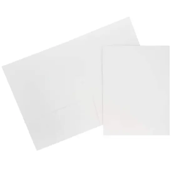 JAM Paper 2-Pocket Textured Linen Business Folders, 6ct. White {1}