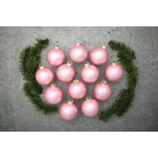 Whitehurst 12ct. 2.75" Matte Glass Ball Ornaments Baby Pink Matte {4}
