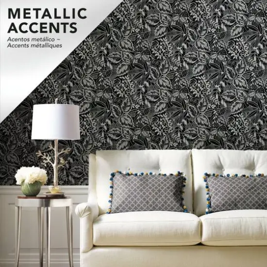 RoomMates Vintage Batik Jungle Peel & Stick Wallpaper Black/Gray {7}