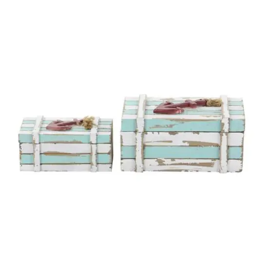 Aquamarine Wood Coastal Anchor Box Set {2}