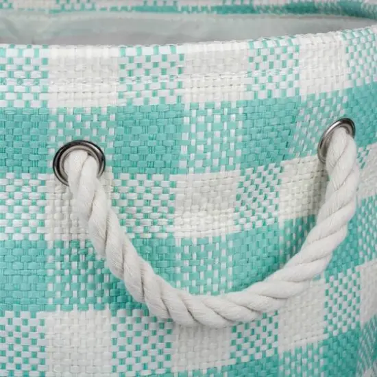 DII&reg; Medium Round Checkers Paper Bin Aqua {5}