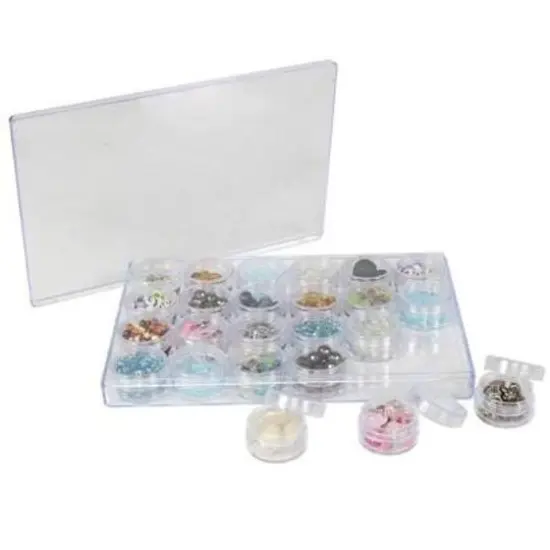 Everything Mary Large Plastic Bead Storage Organizer Box with 24 Jars {5}