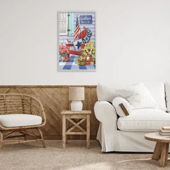 Stupell Industries Patriotic Porch View Framed Giclee Art Gray {3}