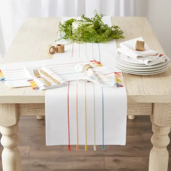 DII&reg; Stripe Tassel Placemats, 4ct. Rainbow {8}