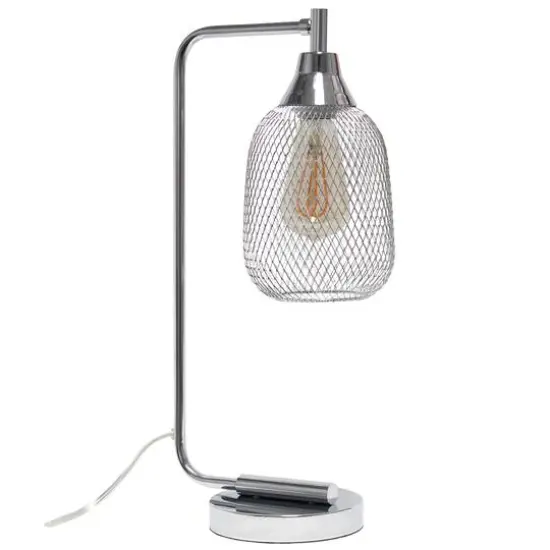 Lalia Home 19" Industrial Mesh Desk Lamp Chrome {1}